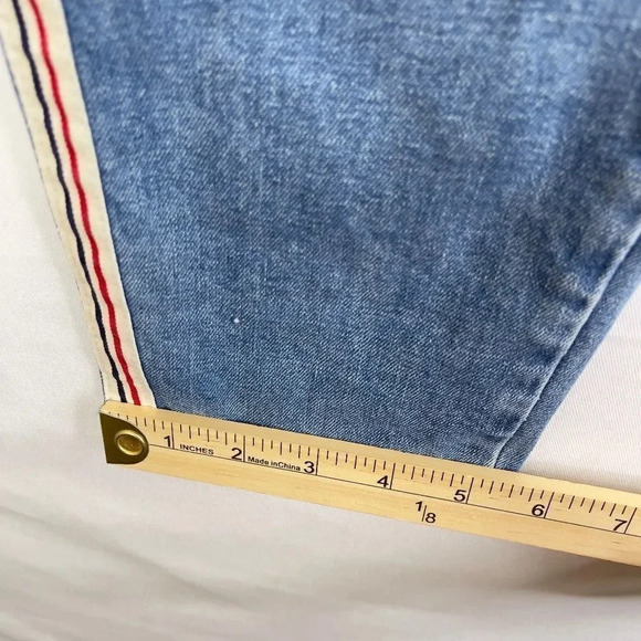 Aqua Denim Jeans w/Multi Color Side Stripes - Picture 6 of 11